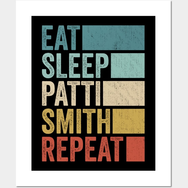 Funny Eat Sleep Patti Repeat Retro Vintage Wall Art by Realistic Flamingo